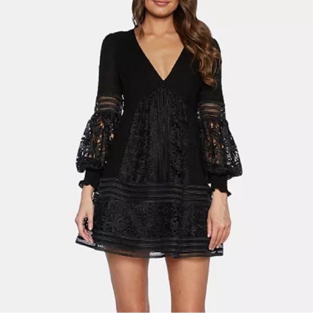 Bardot Mariah Spliced Lace Mini Dress Black Size XS like new